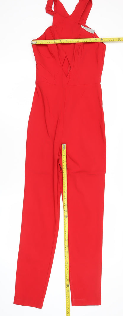 ASOS Women’s Red Size 6 Slim Fit V-Neck Sleeveless Jumpsuit