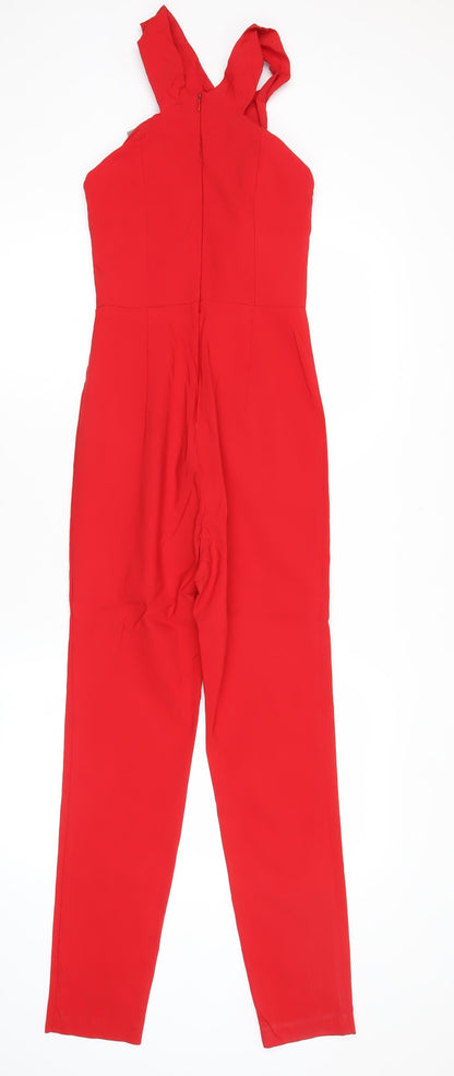 ASOS Women’s Red Size 6 Slim Fit V-Neck Sleeveless Jumpsuit