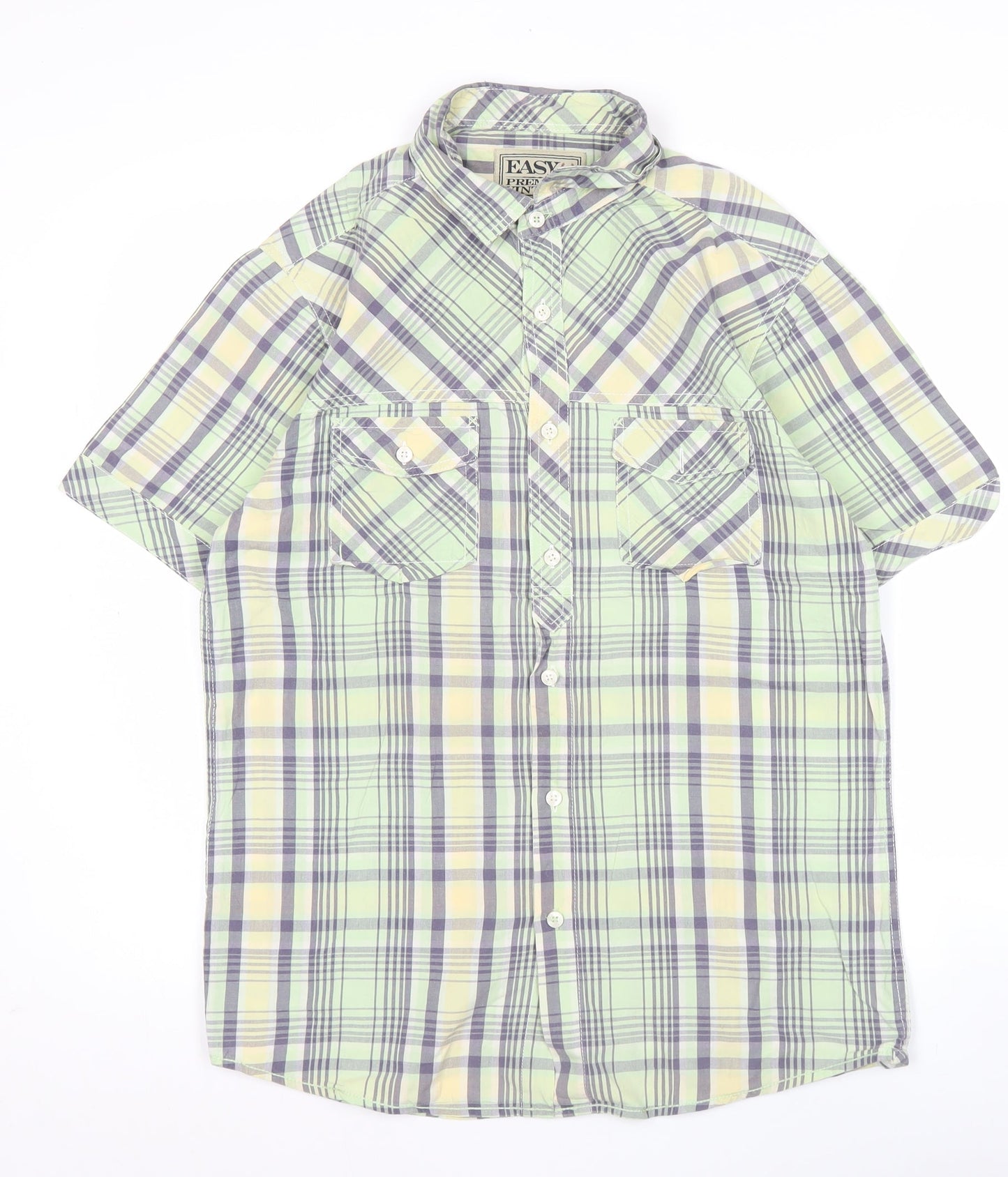 Easy Premium Vintage Men’s Green Plaid Short Sleeve Shirt S