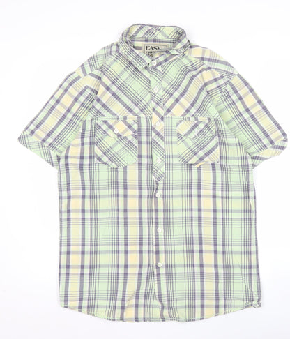 Easy Premium Vintage Men’s Green Plaid Short Sleeve Shirt S