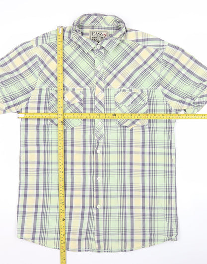 Easy Premium Vintage Men’s Green Plaid Short Sleeve Shirt S