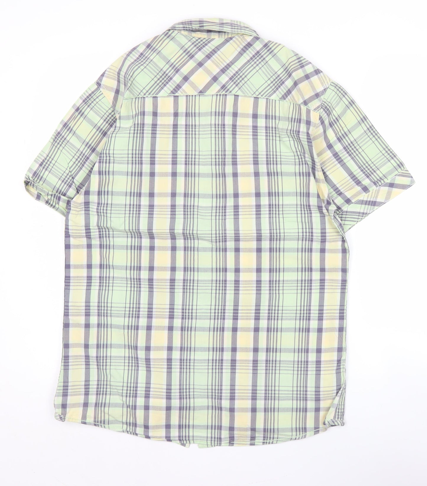Easy Premium Vintage Men’s Green Plaid Short Sleeve Shirt S