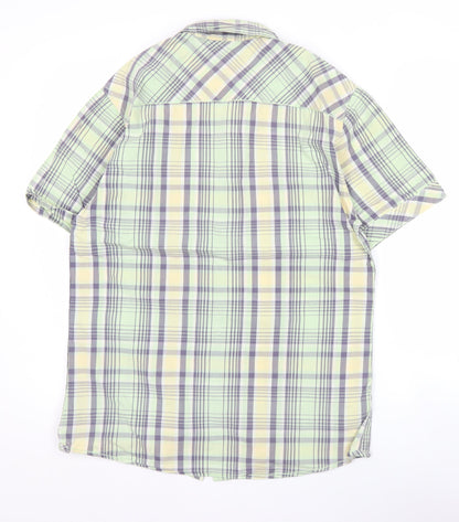 Easy Premium Vintage Men’s Green Plaid Short Sleeve Shirt S