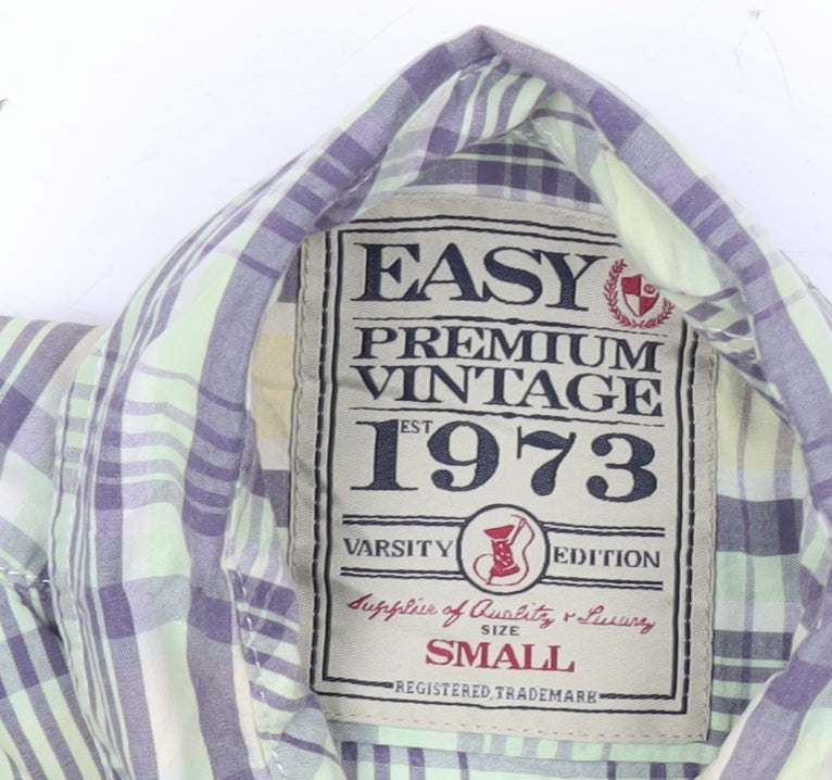 Easy Premium Vintage Men’s Green Plaid Short Sleeve Shirt S