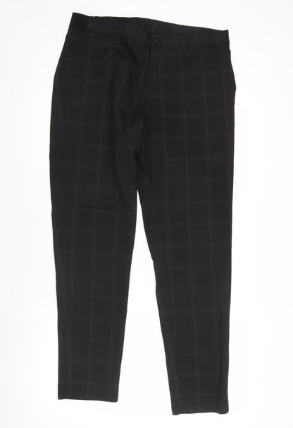 Zara Men's Black Check Slim Fit Chino Trousers Size L 32W