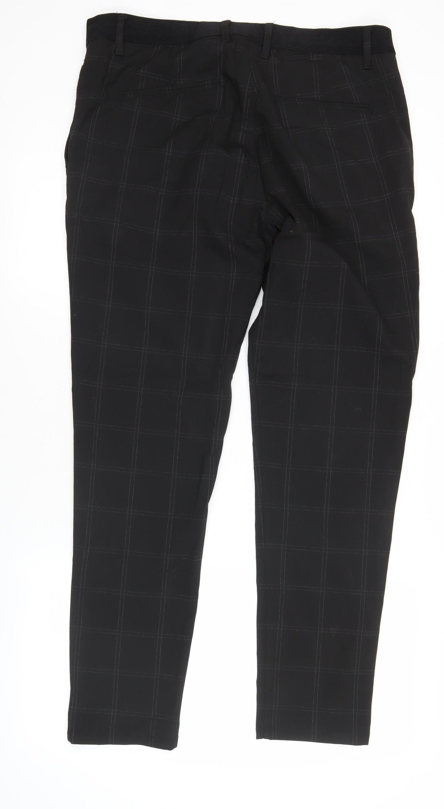 Zara Men's Black Check Slim Fit Chino Trousers Size L 32W