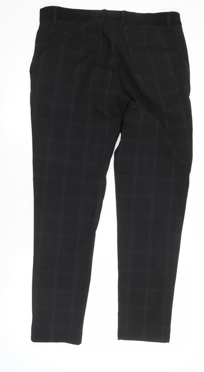 Zara Men's Black Check Slim Fit Chino Trousers Size L 32W