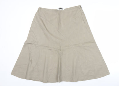 Laura Ashley Women Beige Cotton A-Line Midi Skirt UK 12