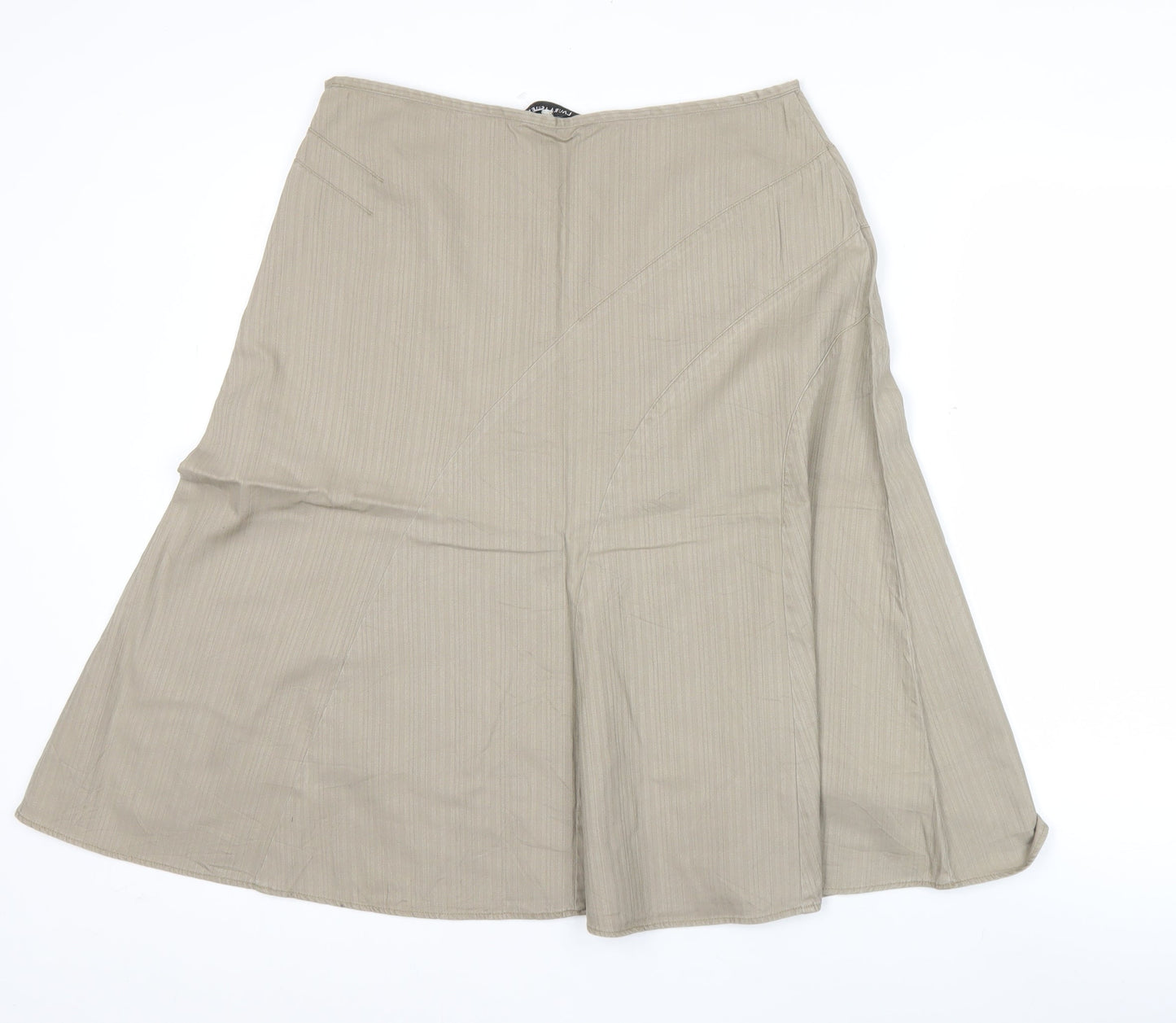 Laura Ashley Women Beige Cotton A-Line Midi Skirt UK 12