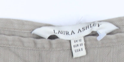 Laura Ashley Women Beige Cotton A-Line Midi Skirt UK 12