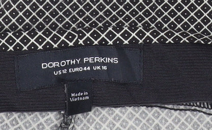 Dorothy Perkins Women Black Geometric Slim Leggings Size 16