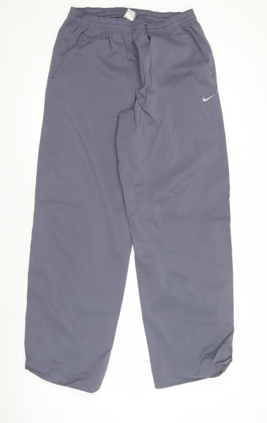 Nike Women Grey L Track Pants Elastic Waist Activewear Trousers
