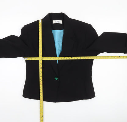 Wish Women’s Black Cropped Blazer Jacket Size 12 Tailored One-Button