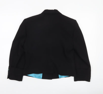 Wish Women’s Black Cropped Blazer Jacket Size 12 Tailored One-Button