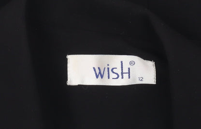 Wish Women’s Black Cropped Blazer Jacket Size 12 Tailored One-Button