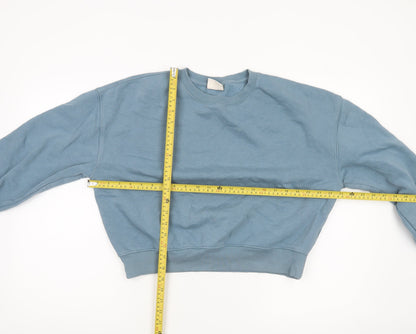 Pull&Bear Women’s Blue Small Crew Neck Cotton Blend Sweatshirt