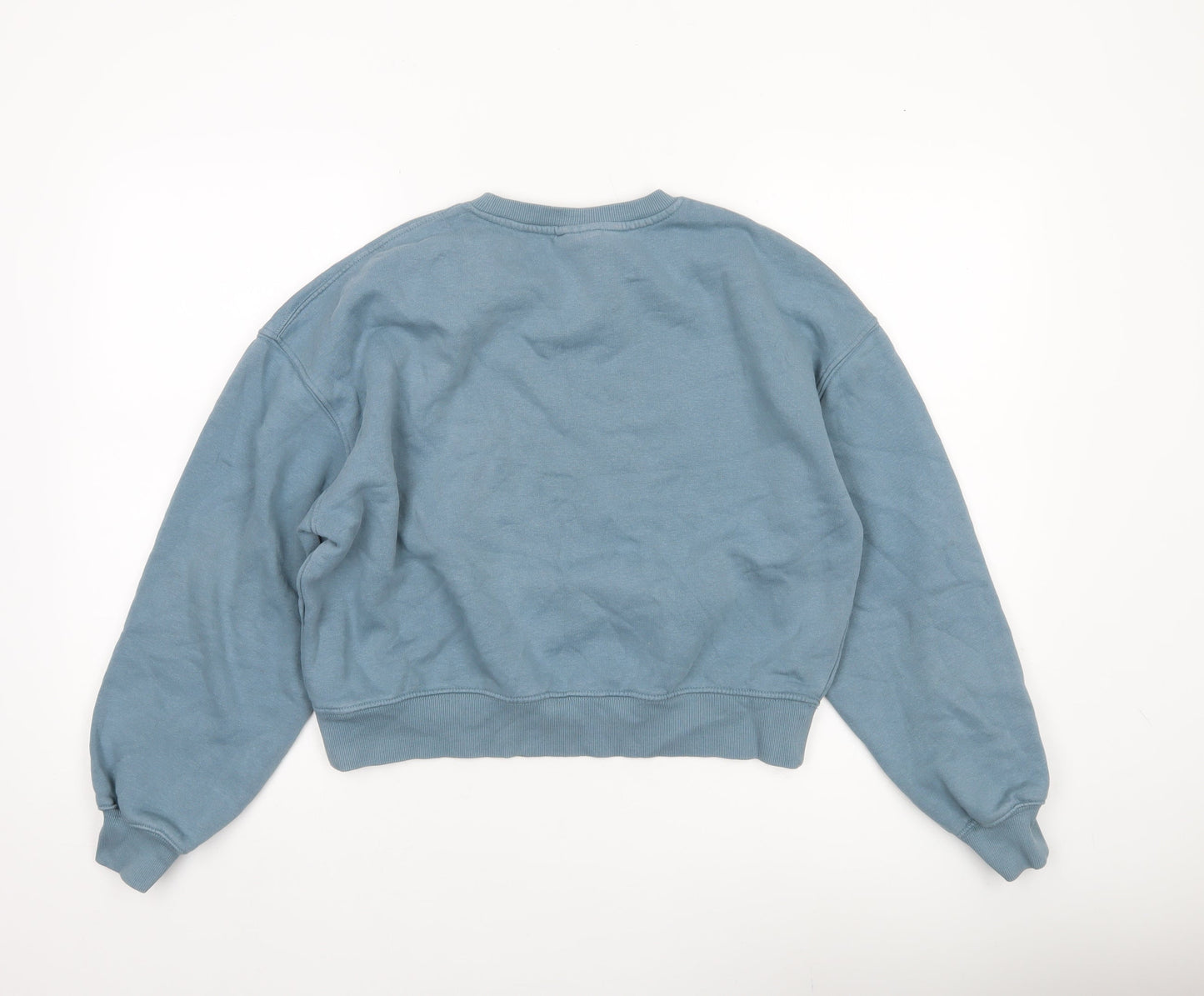 Pull&Bear Women’s Blue Small Crew Neck Cotton Blend Sweatshirt