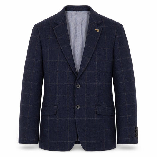 Mexx Men’s Blue Checked Slim Fit Wool Blend Blazer Jacket Size 38