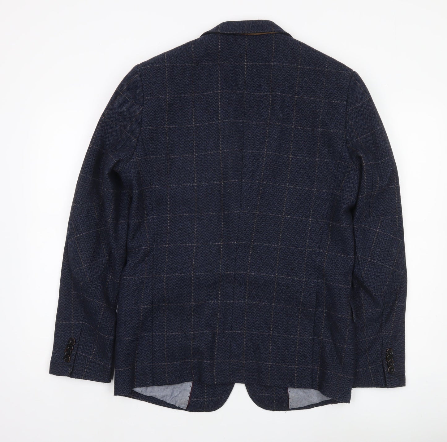 Mexx Men’s Blue Checked Slim Fit Wool Blend Blazer Jacket Size 38