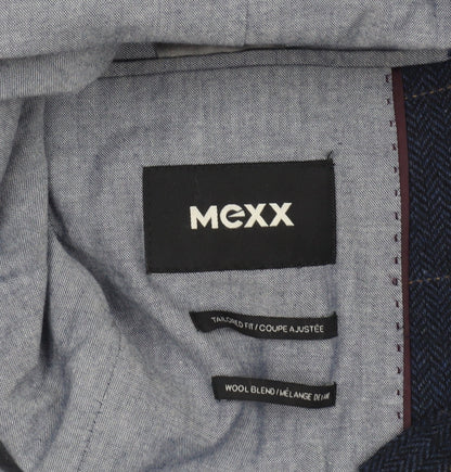 Mexx Men’s Blue Checked Slim Fit Wool Blend Blazer Jacket Size 38