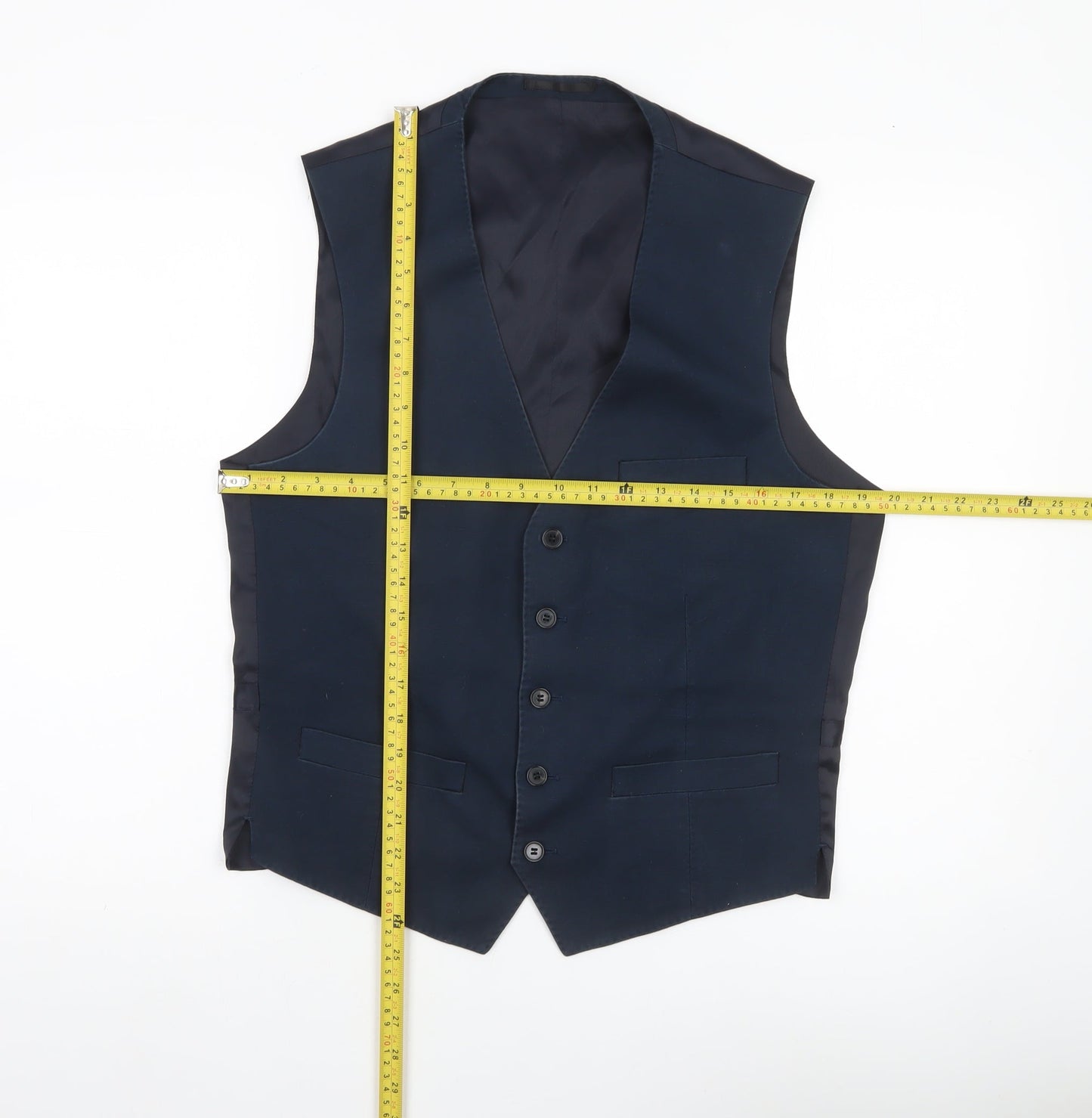 French Connection Men's Blue 38 Waistcoat Regular Fit Formal
