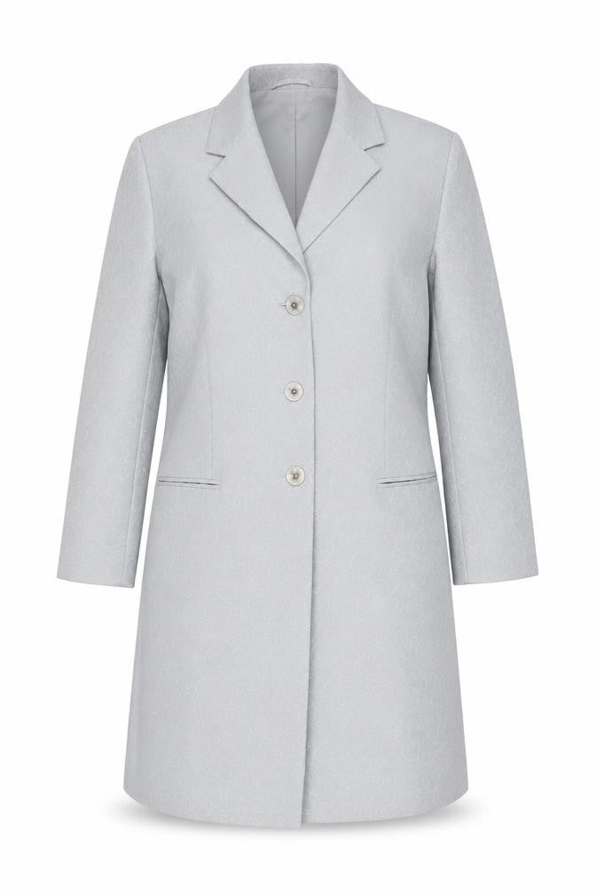 Essentials Women Grey Long Coat Size 14 Polyester Overcoat