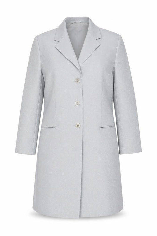 Essentials Women Grey Long Coat Size 14 Polyester Overcoat