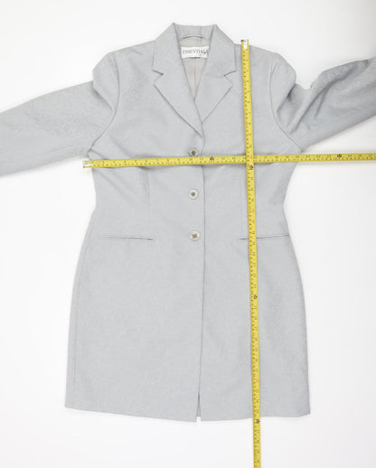 Essentials Women Grey Long Coat Size 14 Polyester Overcoat