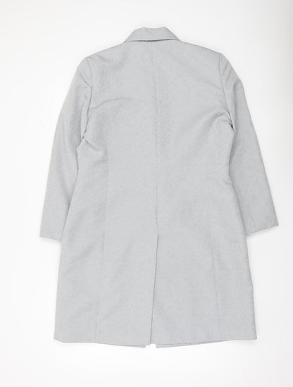 Essentials Women Grey Long Coat Size 14 Polyester Overcoat