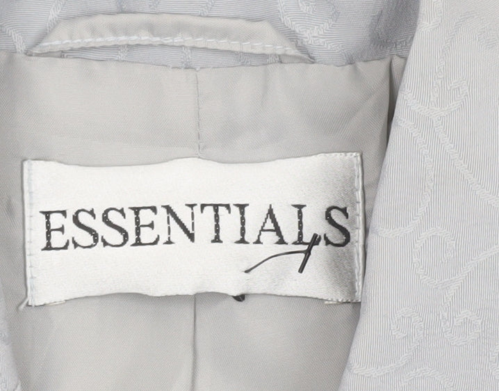 Essentials Women Grey Long Coat Size 14 Polyester Overcoat