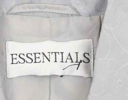 Essentials Women Grey Long Coat Size 14 Polyester Overcoat