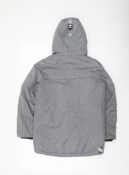 Next Boys Grey Parka Coat Faux Fur Hooded 10 Years Warm Winter Jacket