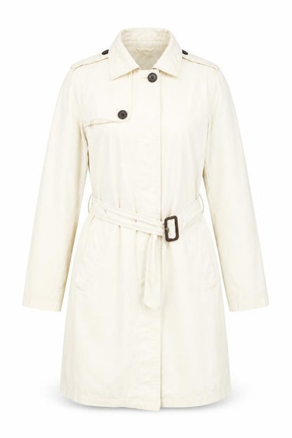 Gap Womens Ivory Trench Coat Size M Belted Cotton Workwear