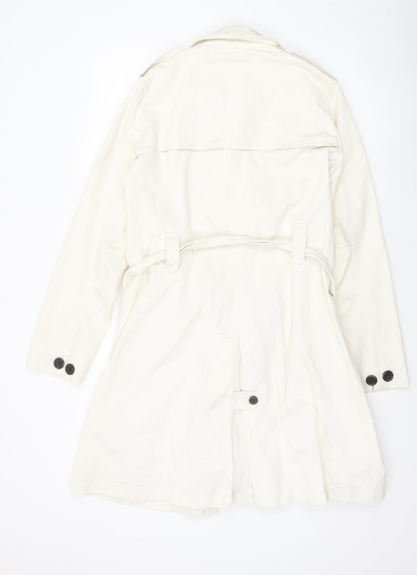 GAP Womens Ivory Trench Coat Size M Belted Cotton Workwear