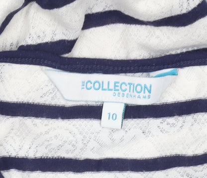 Debenhams Women’s Blue White Striped Scoop Neck Jersey T-Shirt Size 10