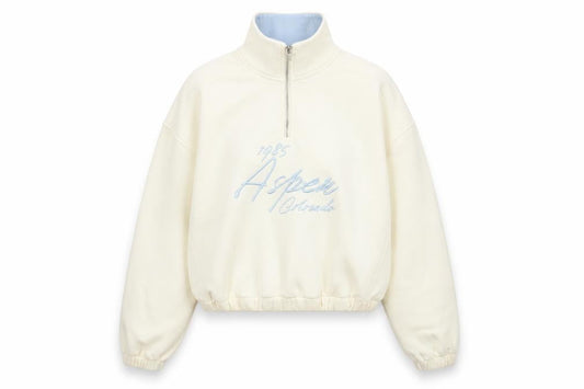 Primark Women’s Ivory 1/4 Zip Sweatshirt XS Aspen Graphic