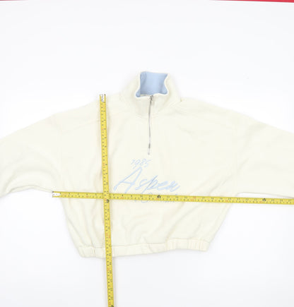 Primark Women’s Ivory 1/4 Zip Sweatshirt XS Aspen Graphic