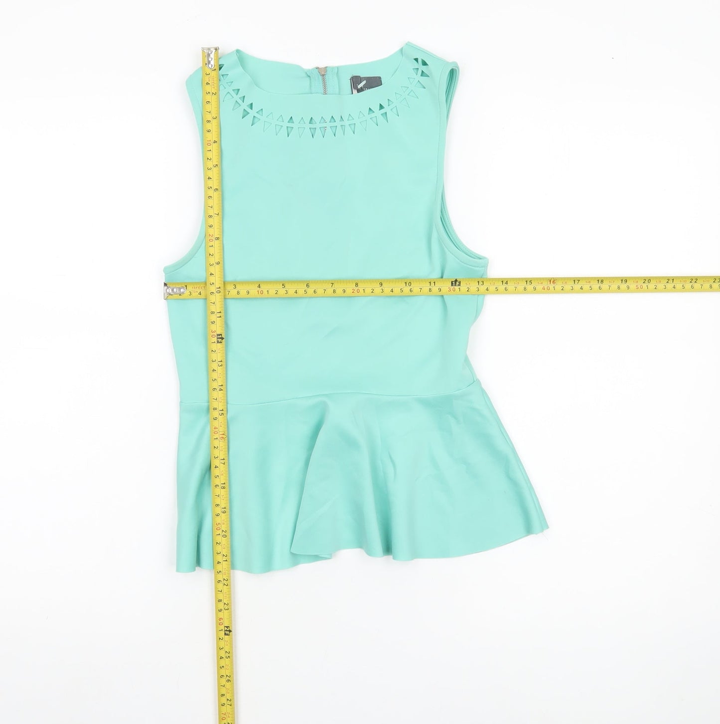 Sparkle & Fade Women’s Green Peplum Sleeveless Blouse Size S