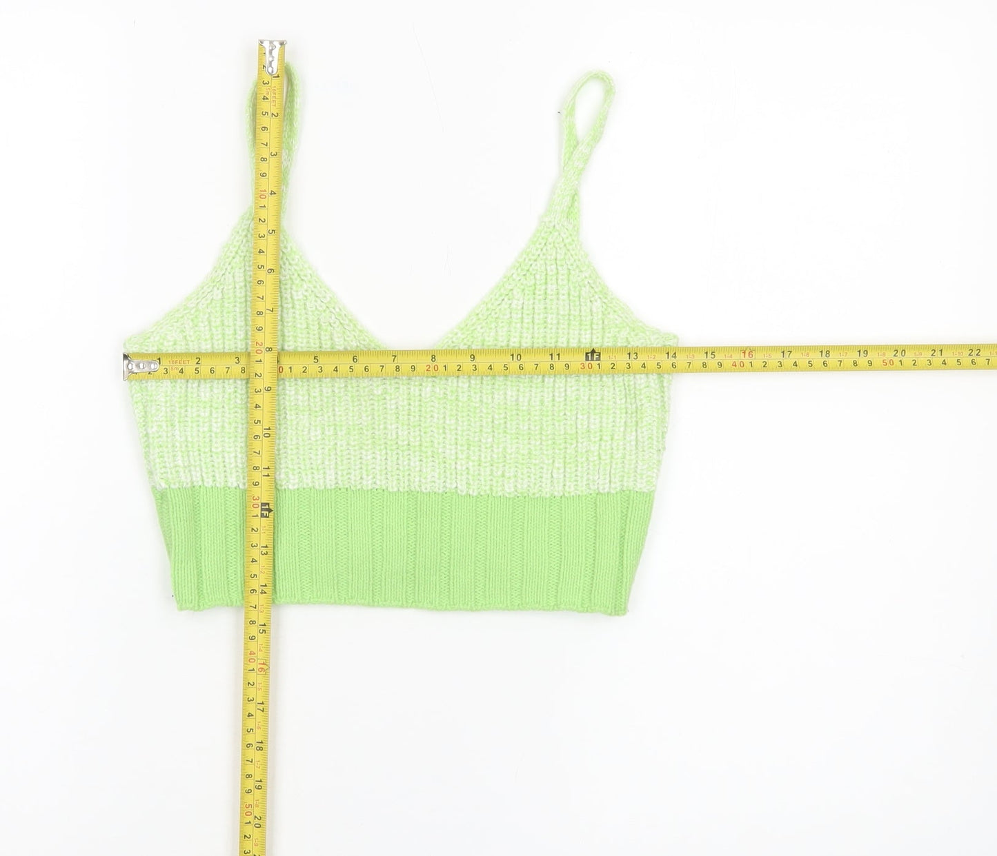ASOS Women’s Green Size 8 Knit Acrylic Spaghetti Strap Crop Top