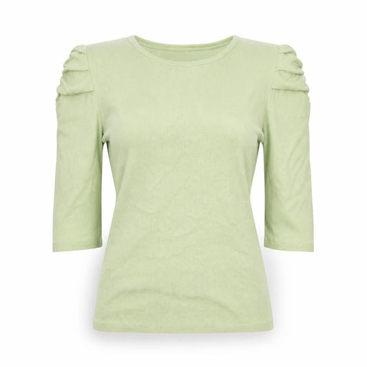 Stradivarius Womens Green Puff Sleeve T-Shirt Size L Regular