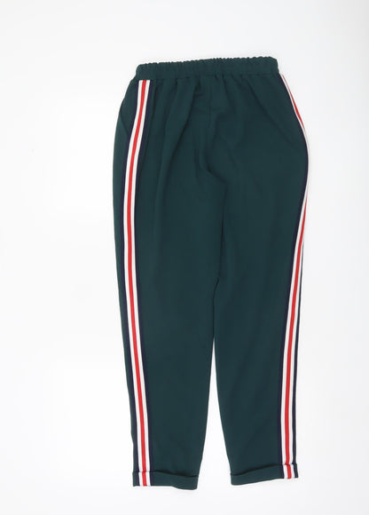 Primark Women’s Green Jogger Trousers Size 6 Elastic Waist Sports Stripe