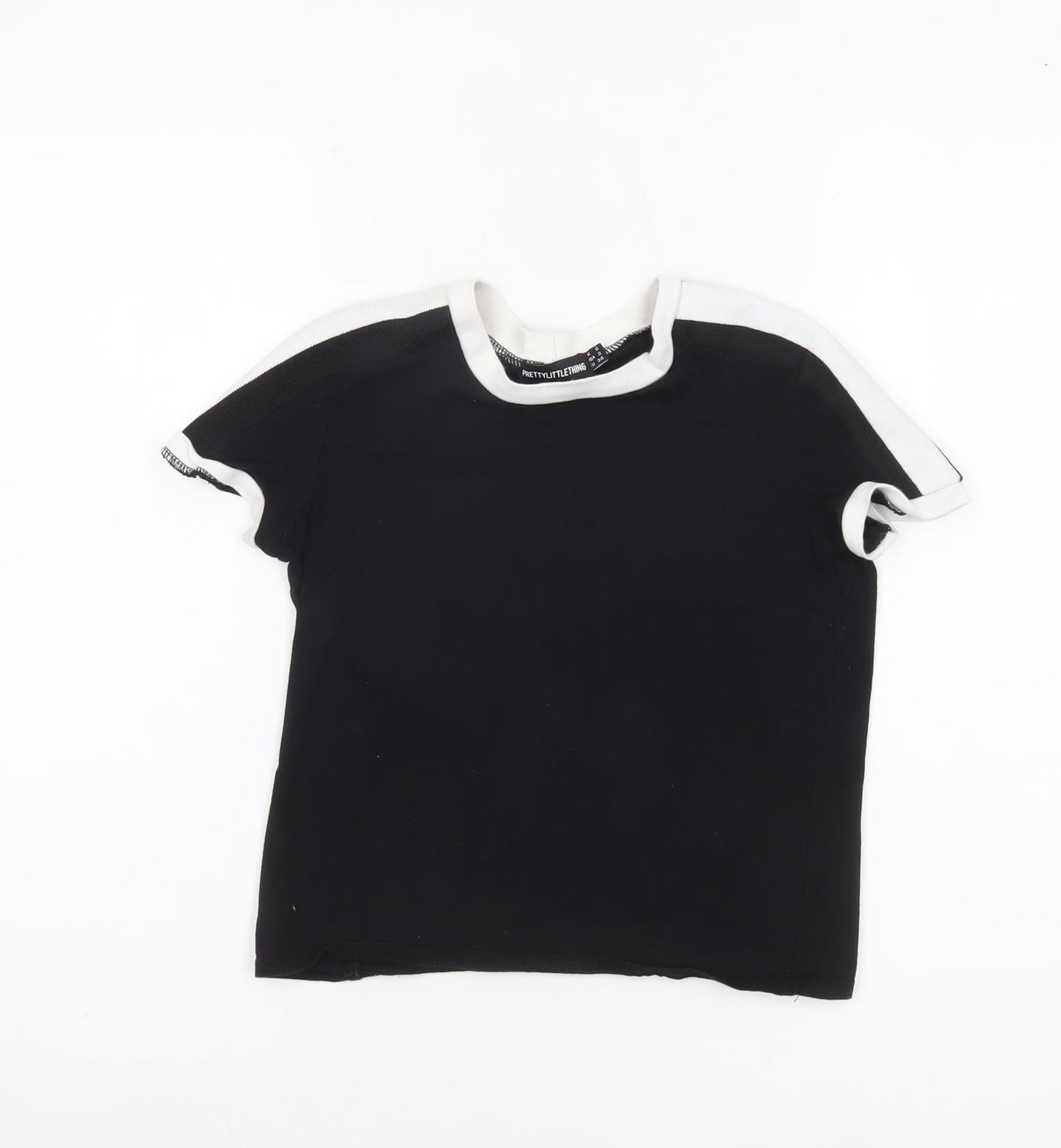 PrettyLittleThing Womens Black Size 6 Ringer T-Shirt Cotton