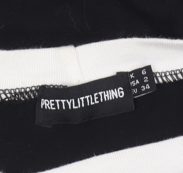 PrettyLittleThing Womens Black Size 6 Ringer T-Shirt Cotton