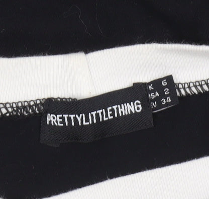 PrettyLittleThing Womens Black Size 6 Ringer T-Shirt Cotton