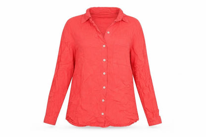 Nutmeg Women Red Size 10 Button-Up Long Sleeve Shirt
