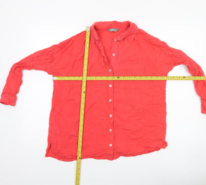 Nutmeg Women Red Size 10 Button-Up Long Sleeve Shirt