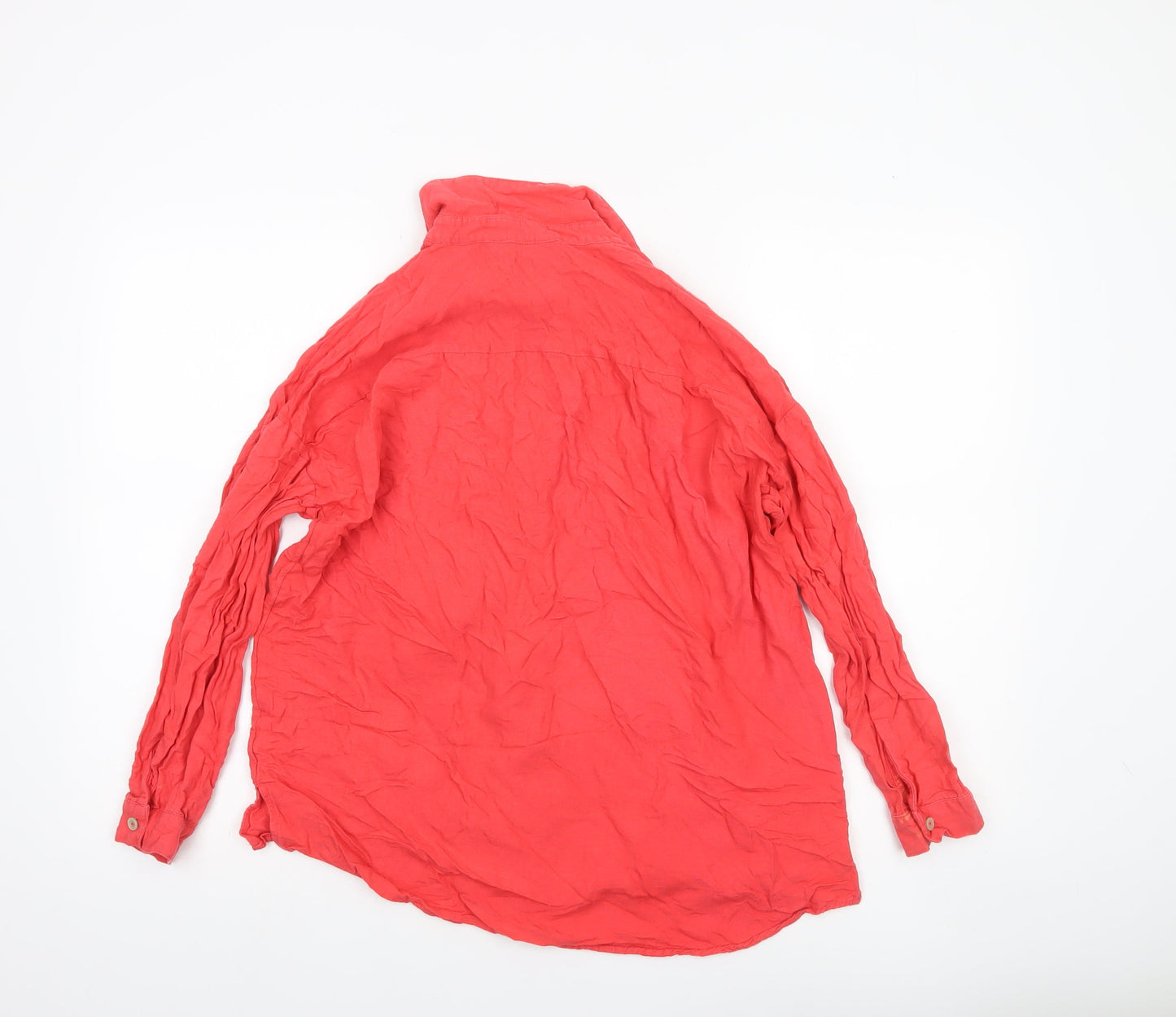 Nutmeg Women Red Size 10 Button-Up Long Sleeve Shirt