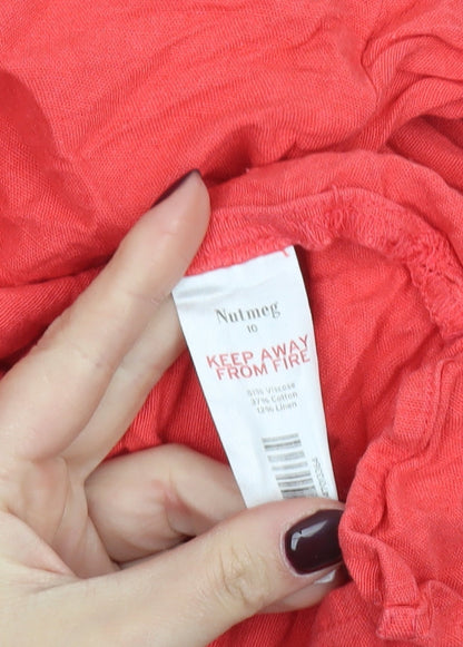 Nutmeg Women Red Size 10 Button-Up Long Sleeve Shirt