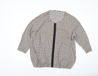 Bonmarché Women’s Beige Geometric Blouse Size 18 Tunic Top