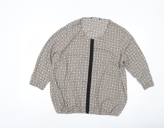 Bonmarché Women’s Beige Geometric Blouse Size 18 Tunic Top